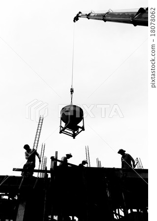 silhouette labor working in construction site 18078062