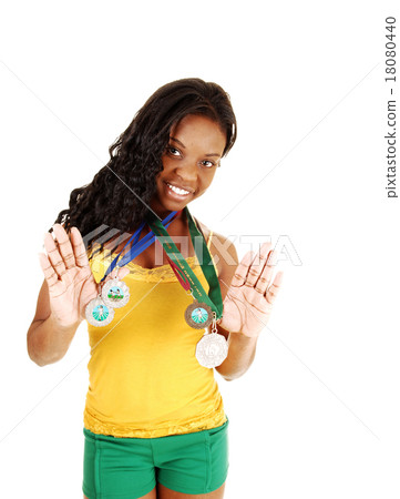 Girl with her medals. 18080440