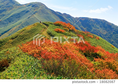登山者在秋葉Joetsu邊界的邊緣去 18082087