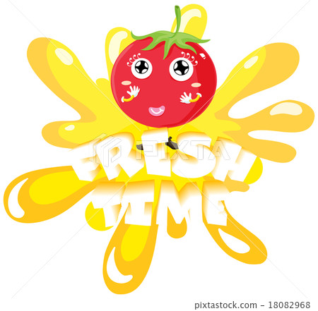 Fresh tomato on yellow splash 18082968