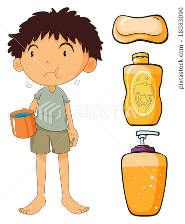 Boy holding cup and other objects Boy holding cup and other objects 18083090