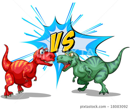 Two dinosaurs fighting each other 18083092