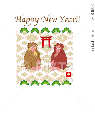 Pop monkey and red torii illustration New Year's card design Pop monkey and red torii illustration New Year's card design 18083698