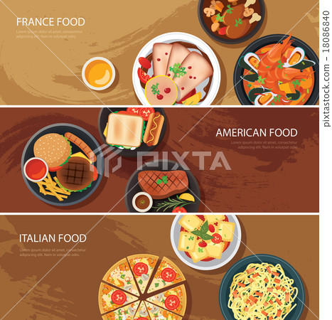 Set of food web banner flat design.France food 18086840