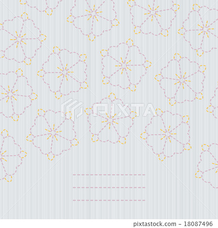 Spring japanese postcard. Sashiko. Sakura flowers. Spring japanese postcard. Sashiko. Sakura flowers. 18087496