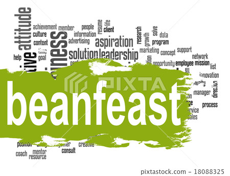 Beanfeast word cloud with green banner Beanfeast word cloud with green banner 18088325
