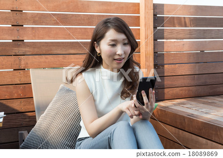 操作智能手機的婦女 18089869