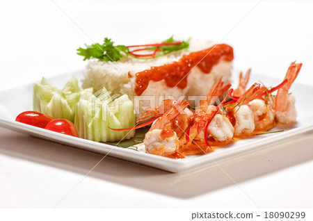 Dishes of Thai and International cousine isolated  18090299