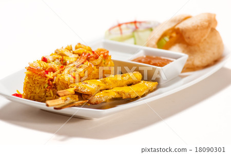 Dishes of Thai and International cousine isolated  18090301