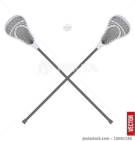 Lacrosse  sticks and ball. Equipment Front View 18092188