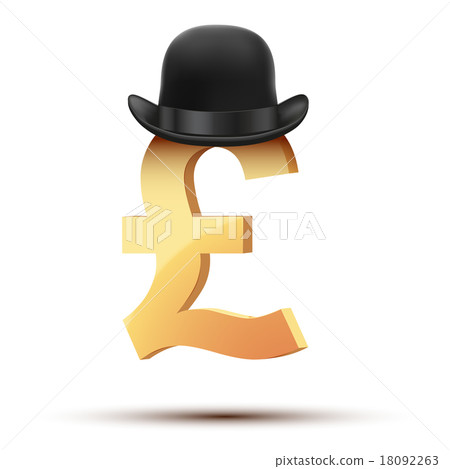 Symbol of the english pound in bowler hat. Symbol of the english pound in bowler hat. 18092263