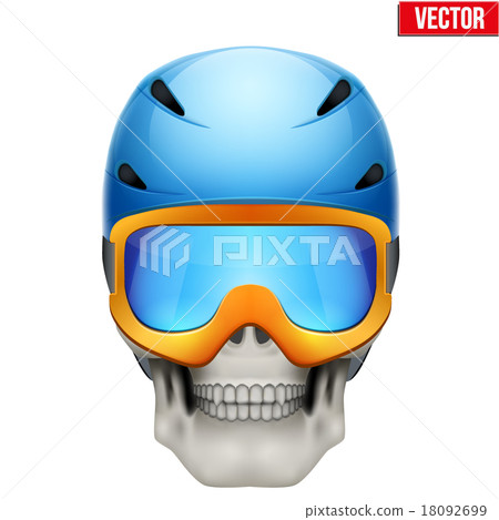 Vector Human skull with snowboard helmet.  18092699