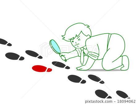 Men seeing footprints with a magnifying glass 18094062