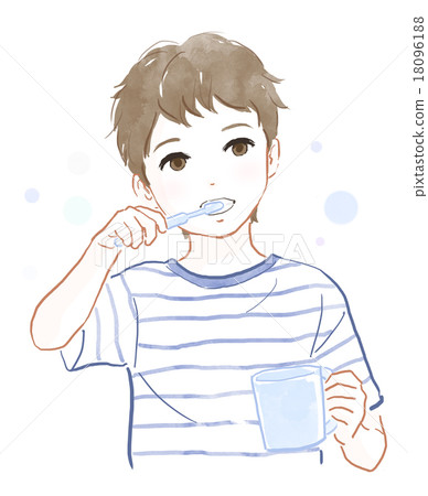 Boy brushing tooth 18096188