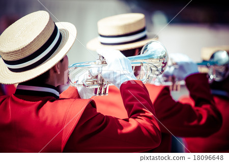 Brass Band in red uniform performing 18096648