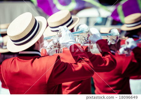 Brass Band in red uniform performing 18096649