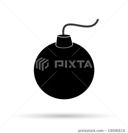 Silhouette simple symbol of Black Bomb and wick.  18096818