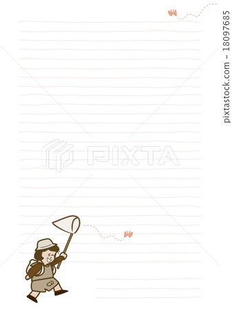Cute girl playing catch butterfly on memo paper 18097685
