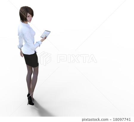 Young woman using tablet perming3DCG Illustration material 18097741