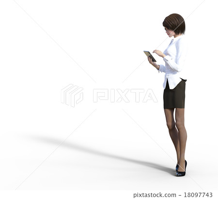 Young woman using tablet perming3DCG Illustration material 18097743
