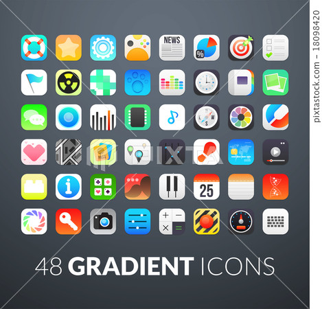Flat icons gradient style with rounded corners 18098420