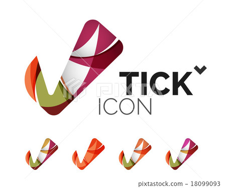 Set of abstract OK and tick icons, business 18099093