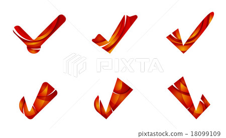 Set of abstract OK and tick icons, business 18099109