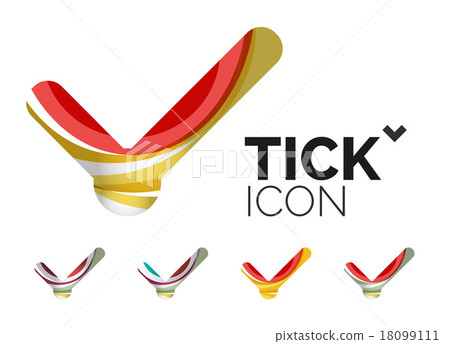 Set of abstract OK and tick icons, business 18099111