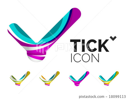 Set of abstract OK and tick icons, business Set of abstract OK and tick icons, business 18099113