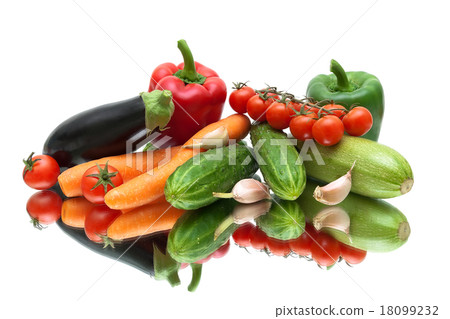 ripe vegetables close-up on a white background ripe vegetables close-up on a white background 18099232