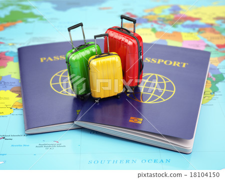 Travel or tourism concept. Passport and suitcase 18104150