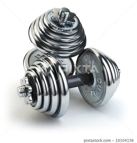 Dumbbell weight isolated on white.  18104156