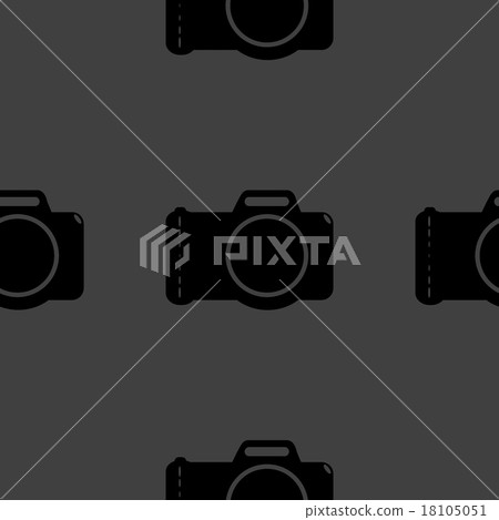 Photo camera web icon. flat design. Seamless gray Photo camera web icon. flat design. Seamless gray 18105051