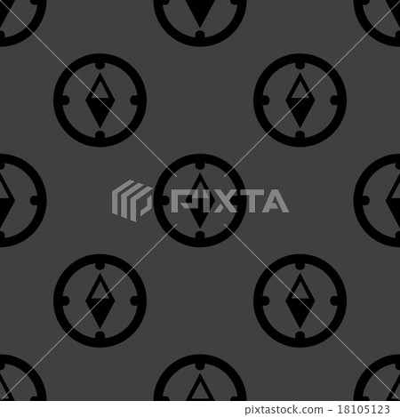 Compass web icon. flat design. Seamless gray patte - Stock Illustration ...