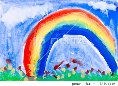 Summer meadow, rain, rainbow. Summer meadow, rain, rainbow. 18105346