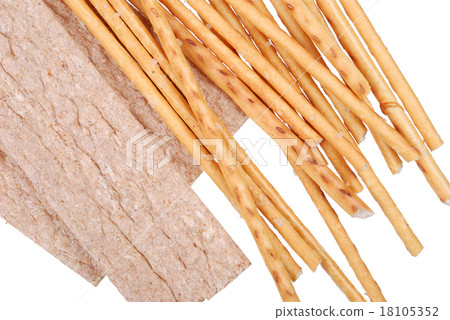 Salted breadsticks isolated on white Salted breadsticks isolated on white 18105352