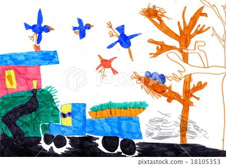 child's drawing on paper 18105353