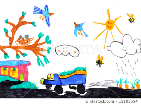 child's drawing on paper child's drawing on paper 18105354