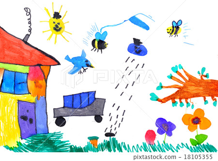 child's drawing on paper child's drawing on paper 18105355