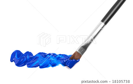 Paint brush with blue paint Paint brush with blue paint 18105738