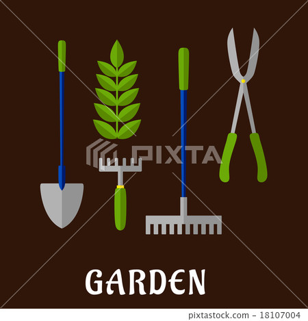 Isolated gardening tools flat icons - Stock Illustration [18107004] - PIXTA