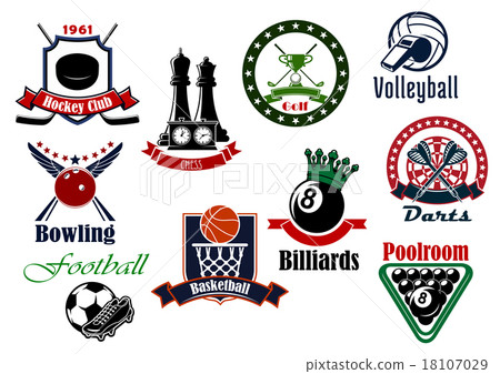 Heraldic sport icons with game items 18107029