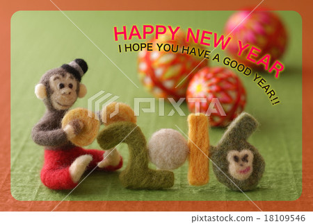 2016 New Year's card design material - monkey 18109546