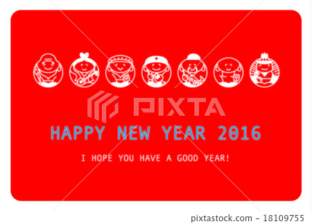 2016新年卡片設計素材 - 插圖七幸運神 2016新年卡片設計素材 - 插圖七幸運神 18109755