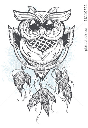 Dreamcatcher vector illustration with owl feathers Dreamcatcher vector illustration with owl feathers 18110721
