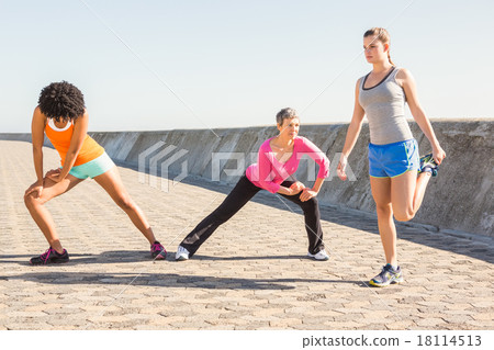 Sporty women stretching together 18114513