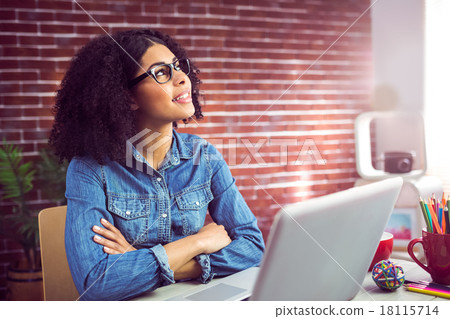 Casual businesswoman day dreaming Casual businesswoman day dreaming 18115714