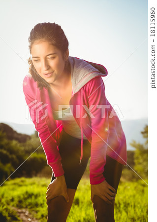 Breathing athletic brunette resting 18115960