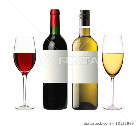 bottles of red and white and glasses wine on white bottles of red and white and glasses wine on white 18121989