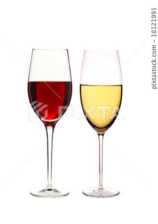 glasses of red and white wine isolated on white 18121991
